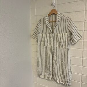 Everlane striped linen button up mini dress